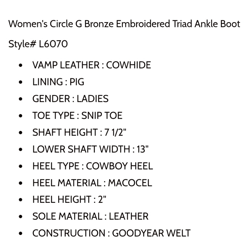 Circle G Handcrafted Cowboy Boots-NIB - Picture 8 of 8